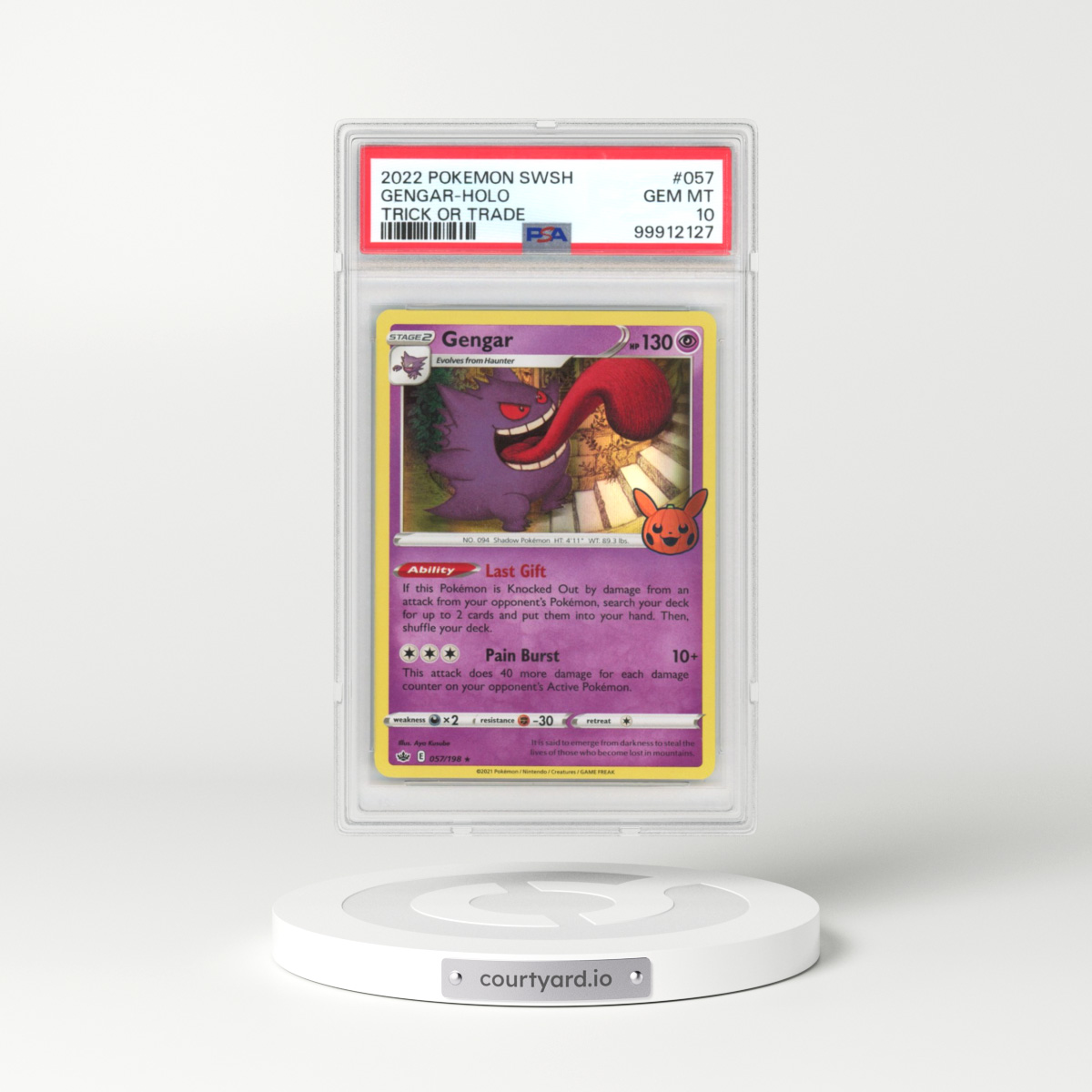 2022 Trick or Trade BOOster #057 Gengar - Holo (Pumpkin Stamp) (PSA 10 GEM MINT)
