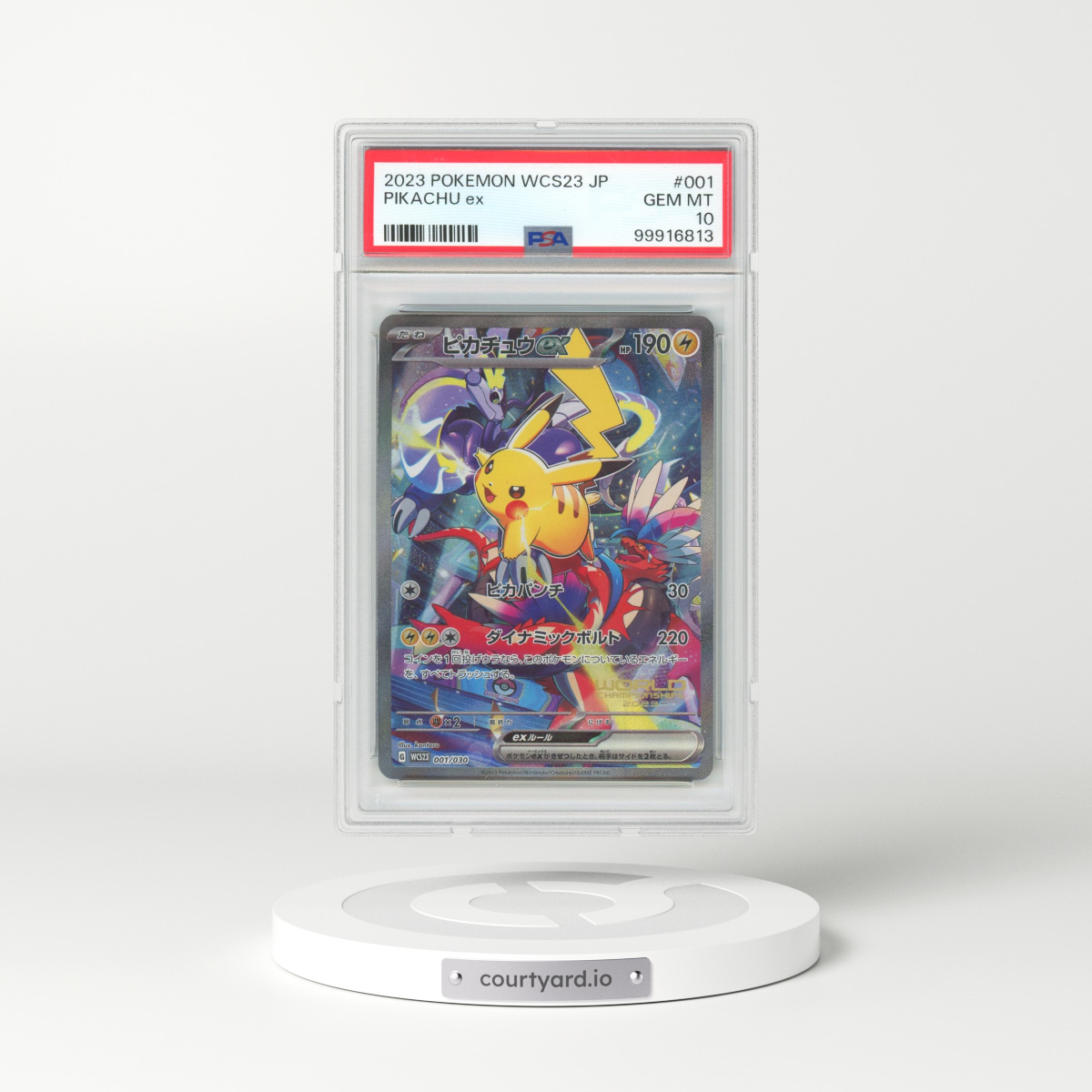 2023 Pokémon WCS23-World Championships Yokohama Deck: Pikachu #001 Pikachu EX - Holo (PSA 10 GEM MINT)