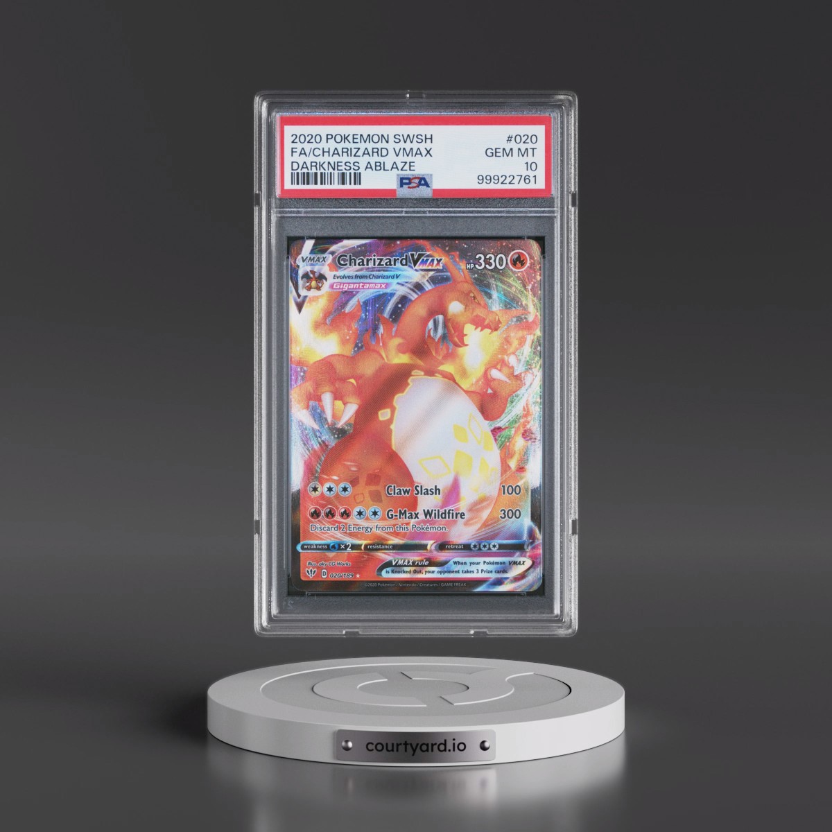 2020 Pokémon Sword & Shield Darkness Ablaze #020 Charizard Vmax - Full Art (PSA 10 GEM MINT)