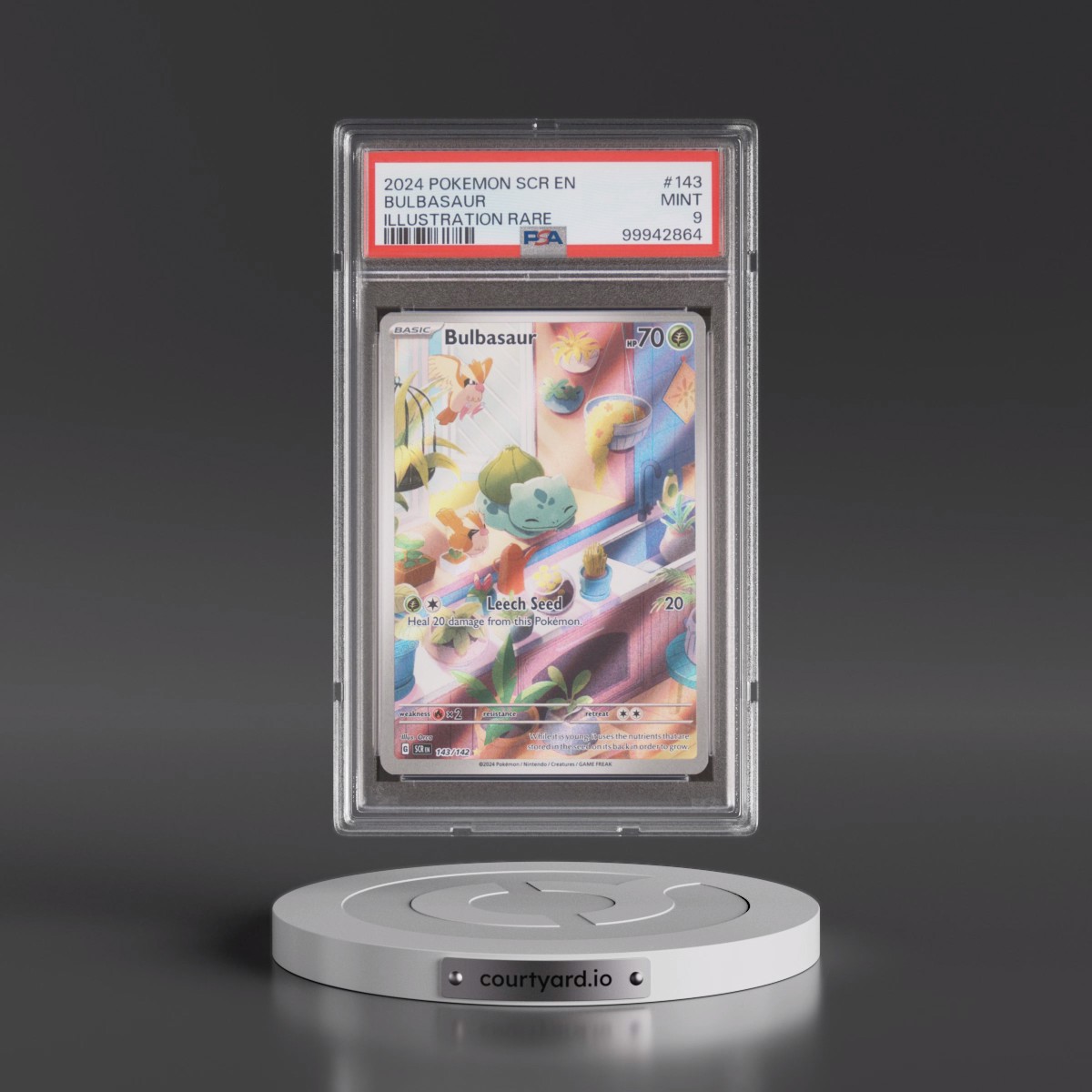 2024 Pokémon Scr EN-Stellar Crown #143 Bulbasaur - Illustration Rare (PSA 9 MINT)