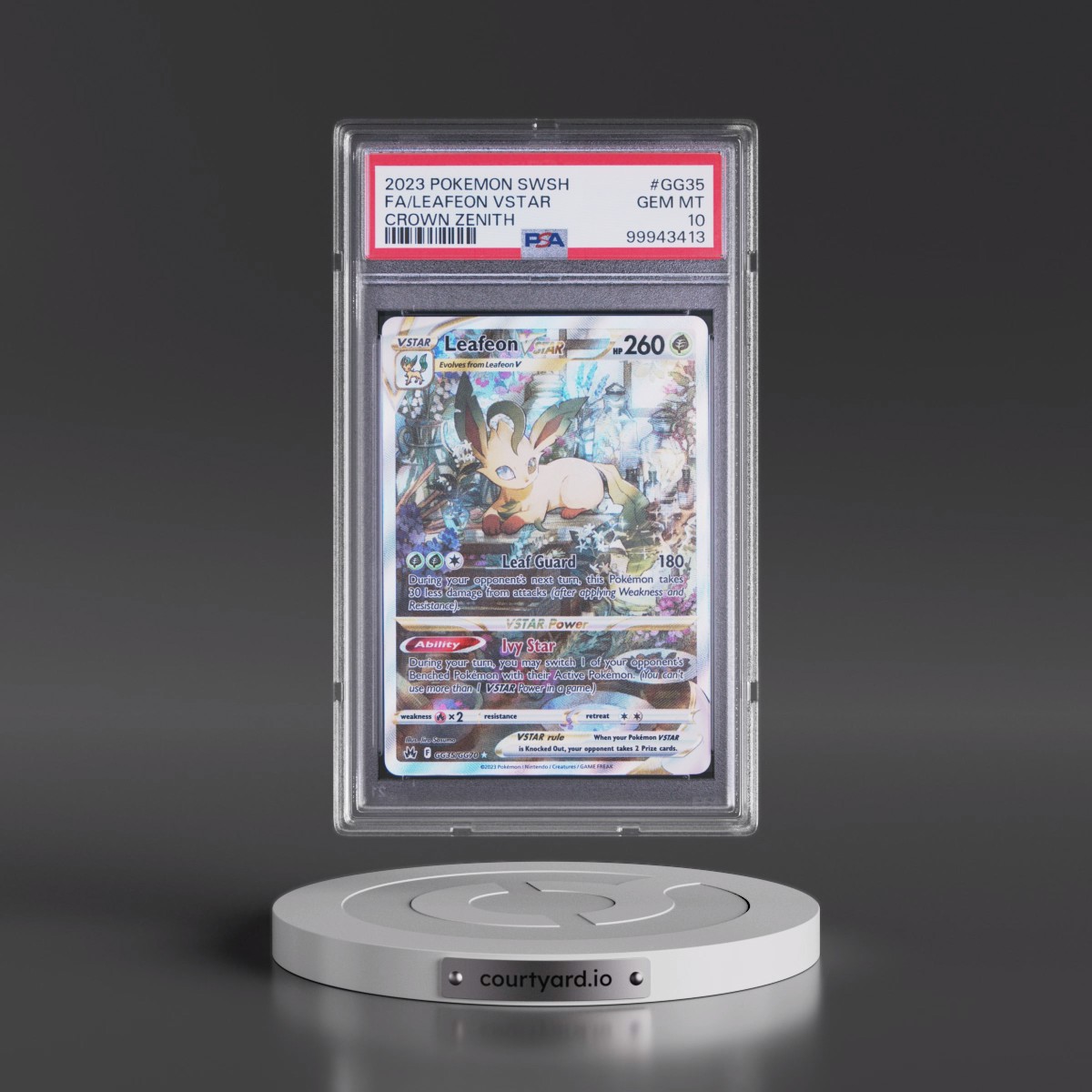 2023 Pokémon Sword and Shield Crown Zenith #GG35 Leafeon Vstar - Full Art (PSA 10 GEM MINT)