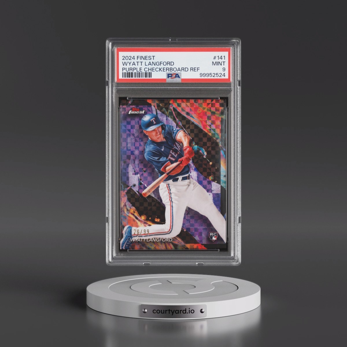 2024 Topps Finest Wyatt Langford - Purple Checkerboard Refractor #141 PSA 9