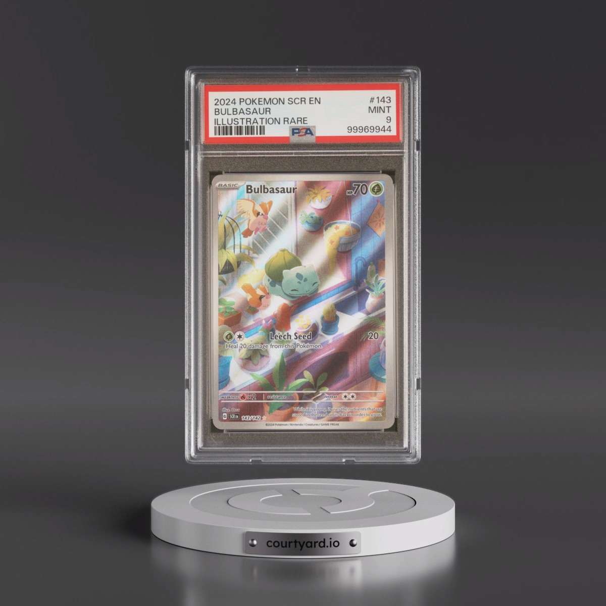 2024 Pokémon Scr EN-Stellar Crown #143 Bulbasaur - Illustration Rare (PSA 9 MINT)