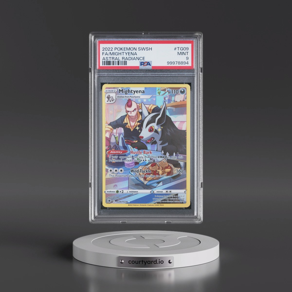 2022 Pokémon Sword & Shield Astral Radiance #TG09 Mightyena - Full Art (PSA 9 MINT)