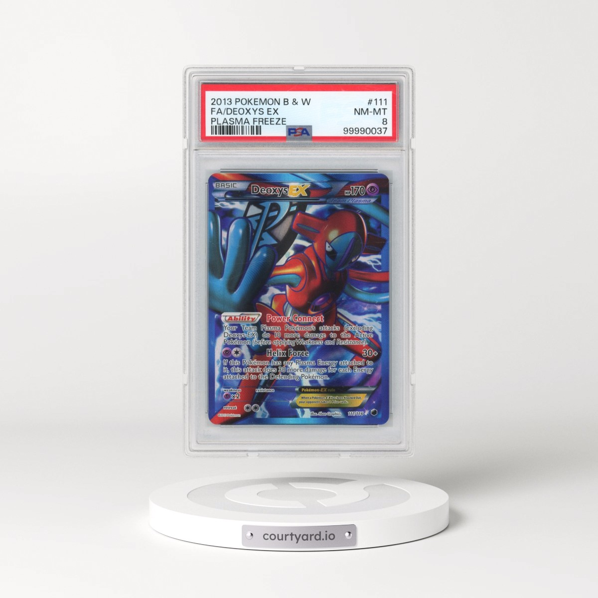 2013 Pokémon Black & White Plasma Freeze #111 Deoxys EX - Holo Full Art (PSA 8 NM-MT)