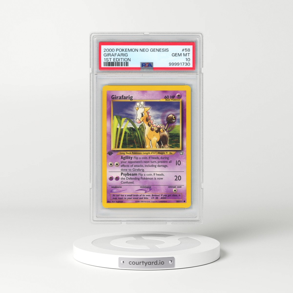 2000 Pokémon Neo Genesis #58 Girafarig - 1st Edition (PSA 10 GEM MINT)