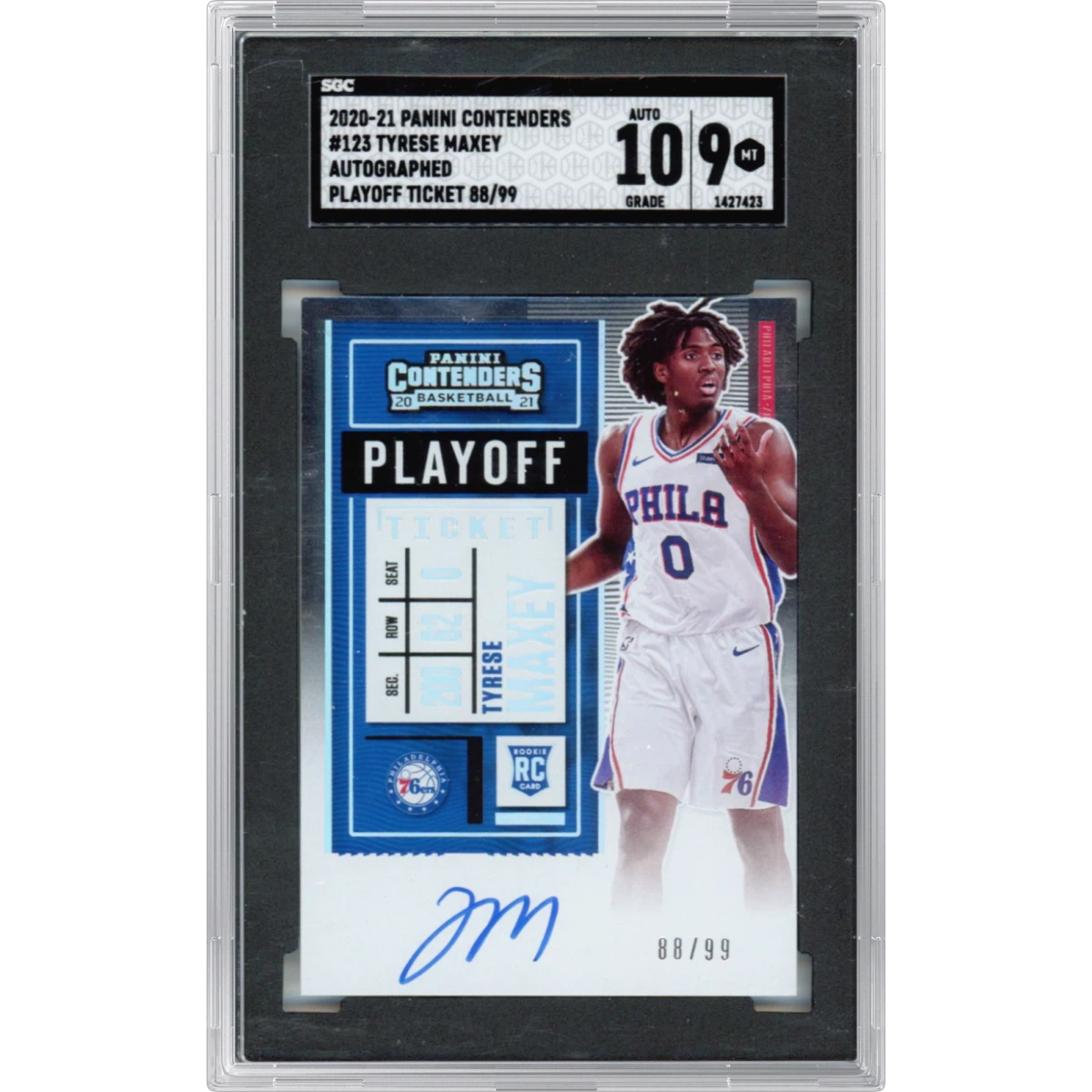 2020 Panini Contenders #123 Tyrese Maxey - Auto. Playoff Ticket (SGC 9 MINT)