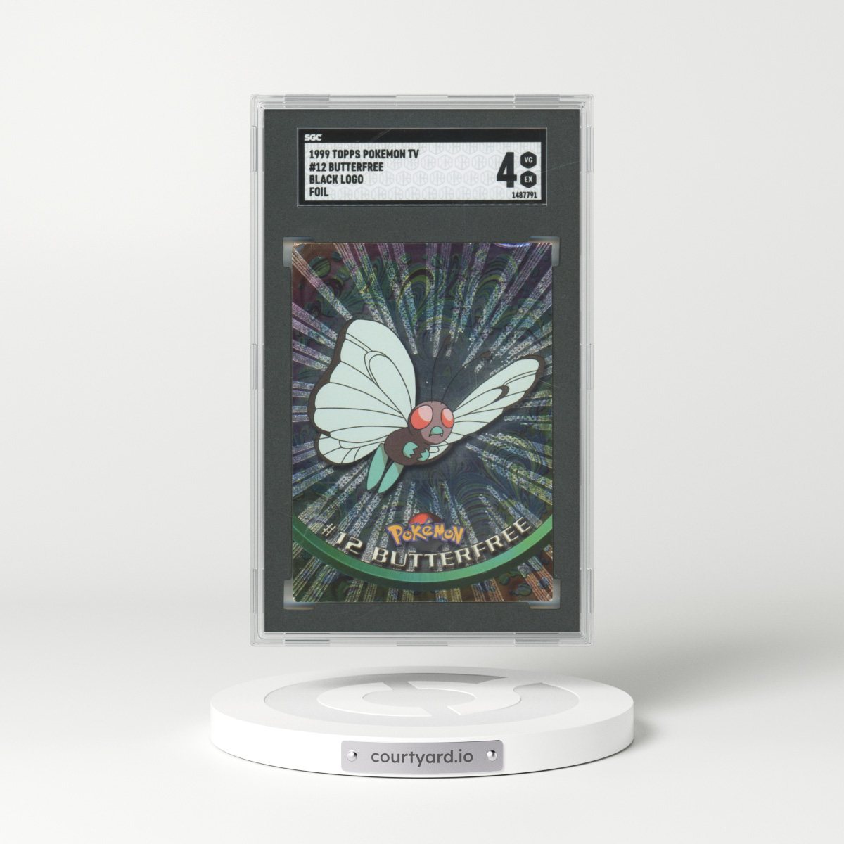 1999 Topps Pokemon #12 Butterfree - Holo Black Logo (SGC 4 VG-EX)