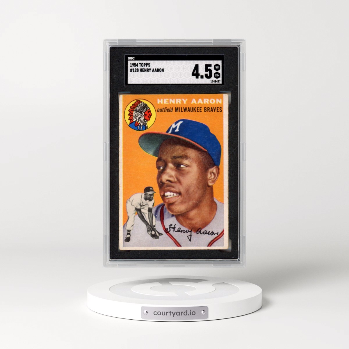 1954 Topps #128 Henry Aaron (SGC 4.5 VG-EX+)