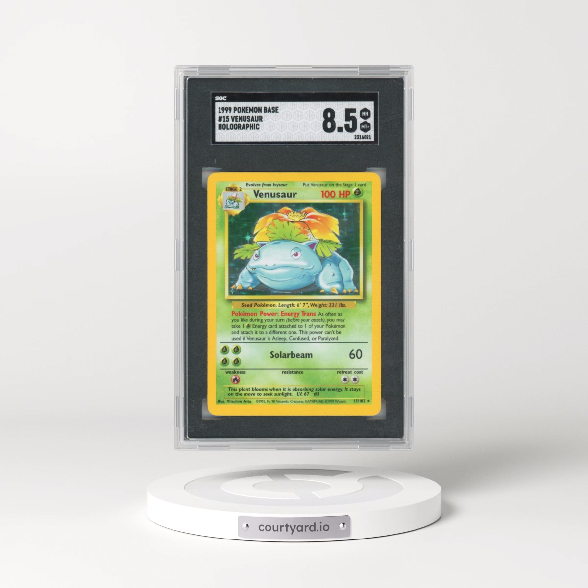 1999 Pokémon Base #15 Venusaur - Holo (SGC 8.5 NM-MT+)