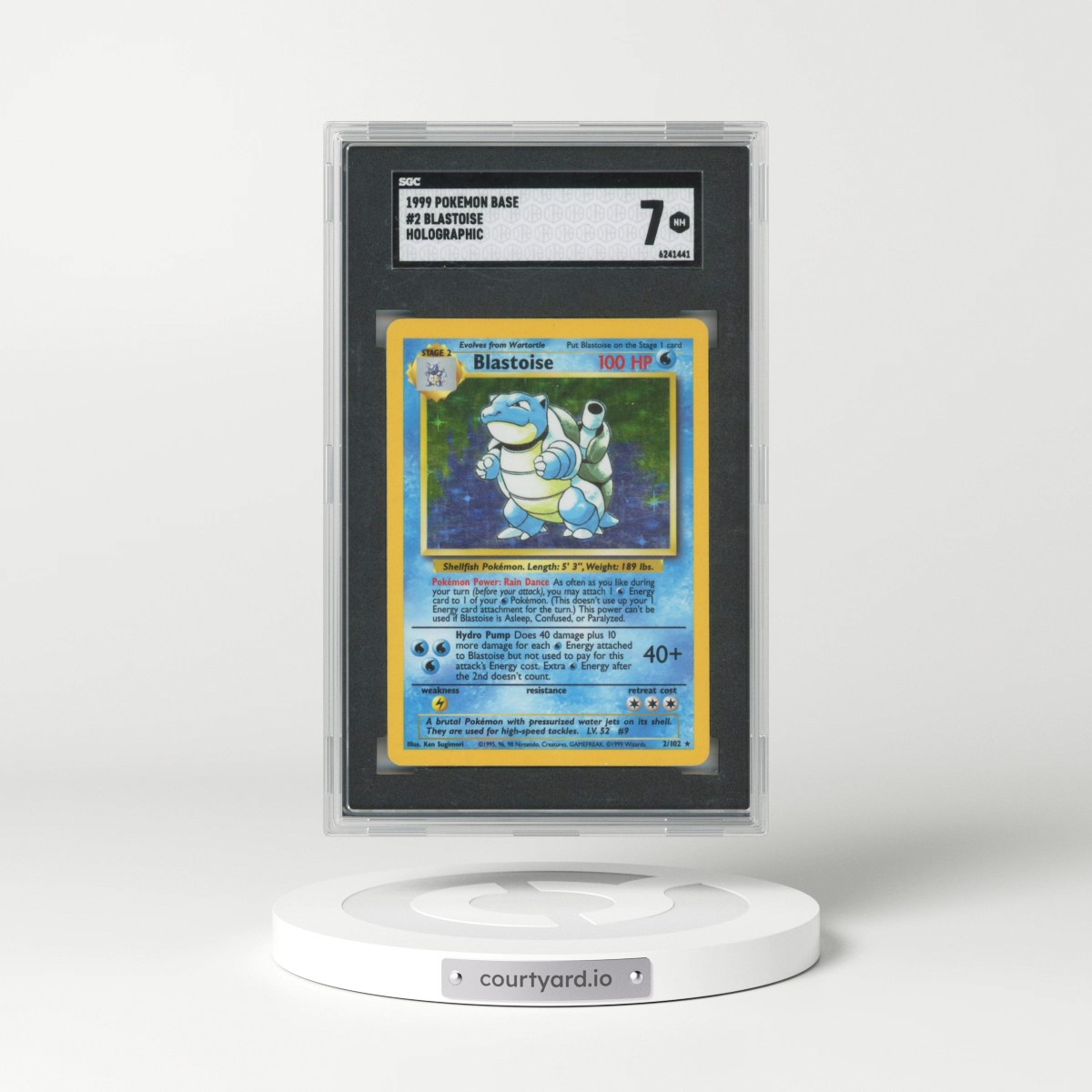 1999 Pokémon Base #2 Blastoise - Holographic (SGC 7 NM)
