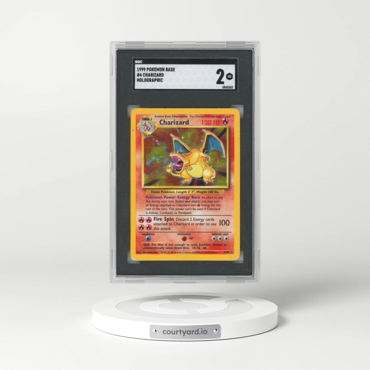 1999 Pokémon Base #4 Charizard - Holographic (SGC 2 GOOD)