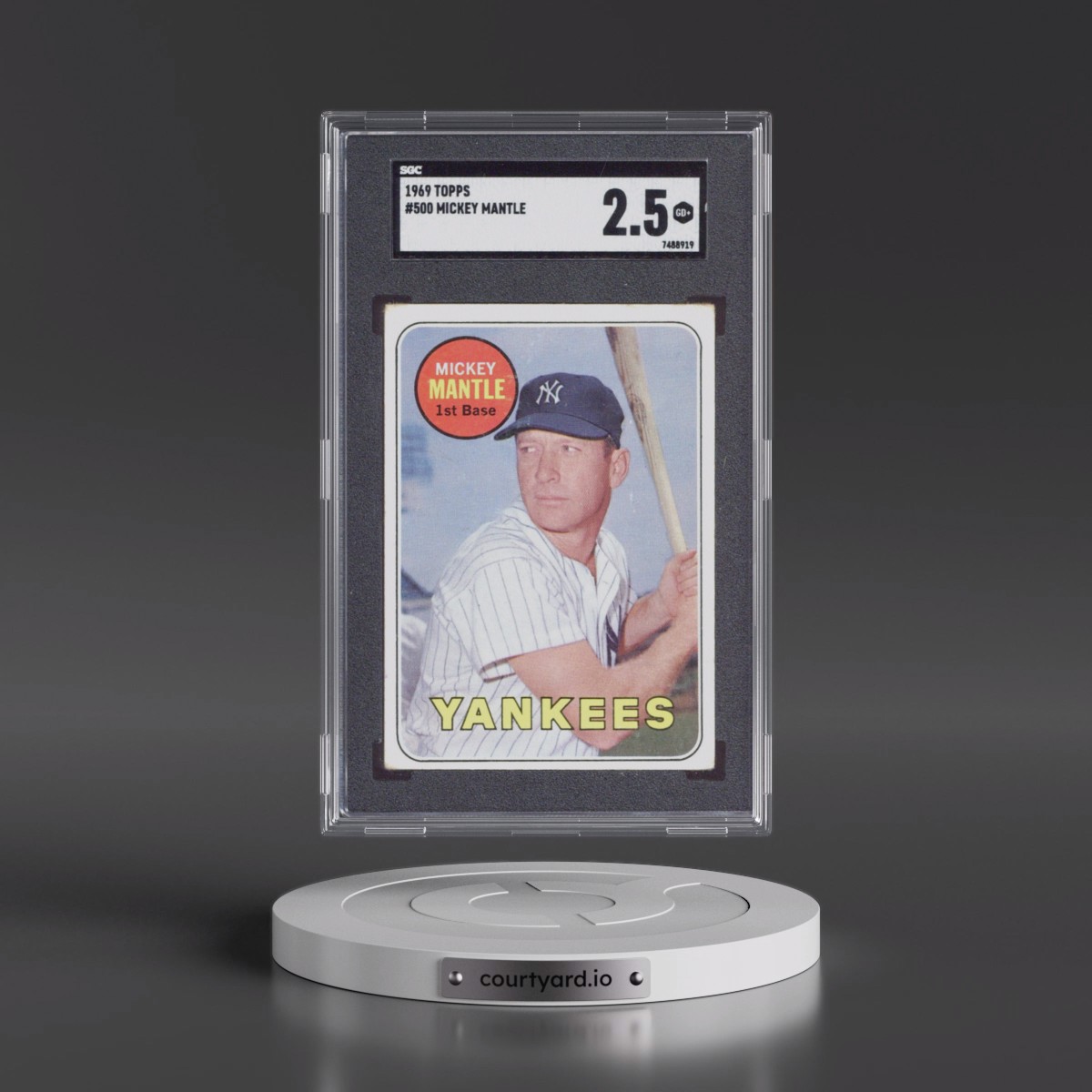 1969 Topps #500 Mickey Mantle - Last Name in Yellow (SGC 2.5 GOOD+)