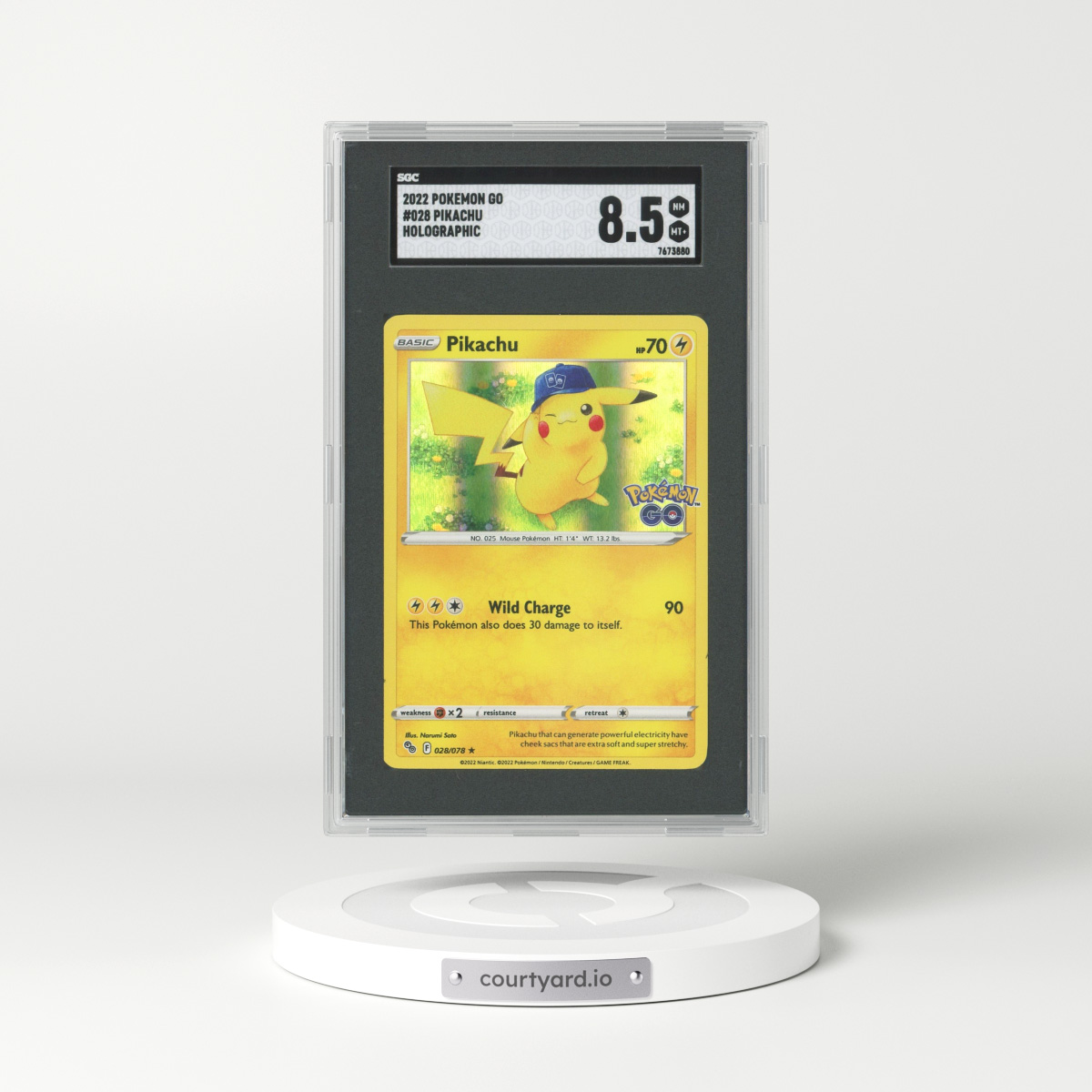 2022 Pokémon GO #28 Pikachu - Holo (SGC 8.5 NM-MT+)