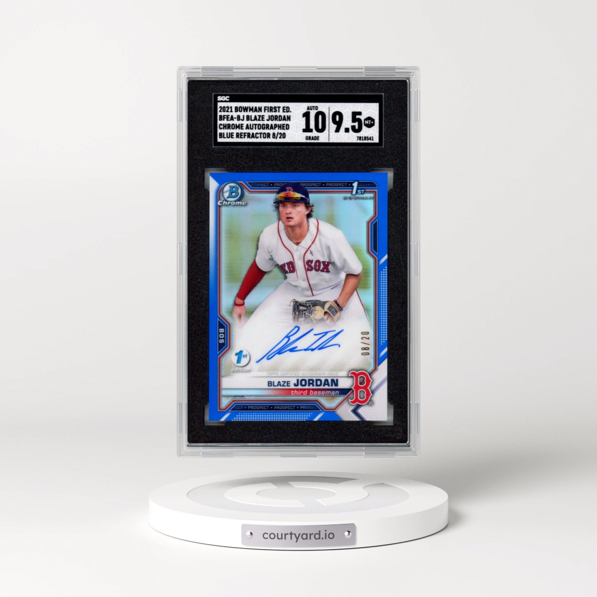 2021 Bowman First Edition #BFEA-BJ Blaze Jordan - Chrome Auto. Blue Refractor (SGC 9.5 MINT+)