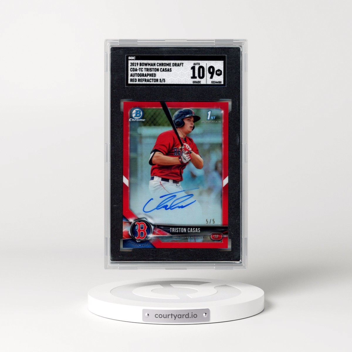 2019 Bowman Chrome Draft #CDA-TC Triston Casas - Auto. Red Refractor (SGC 9 MINT)