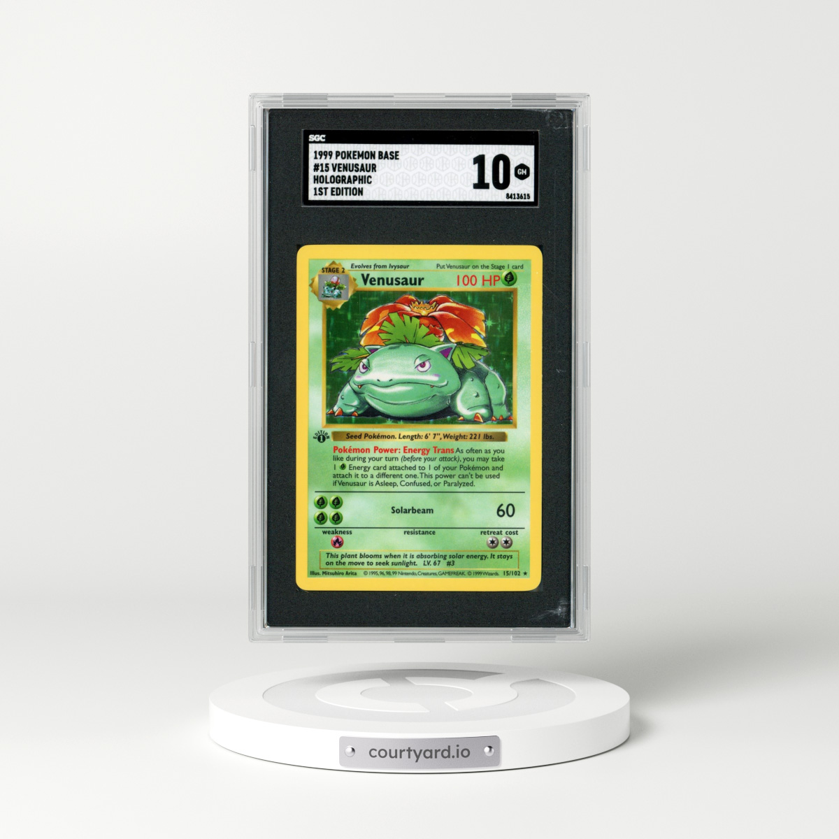 1999 Pokemon Base #15 Venusaur - 1st Edition Holo (SGC 10 GEM MINT)