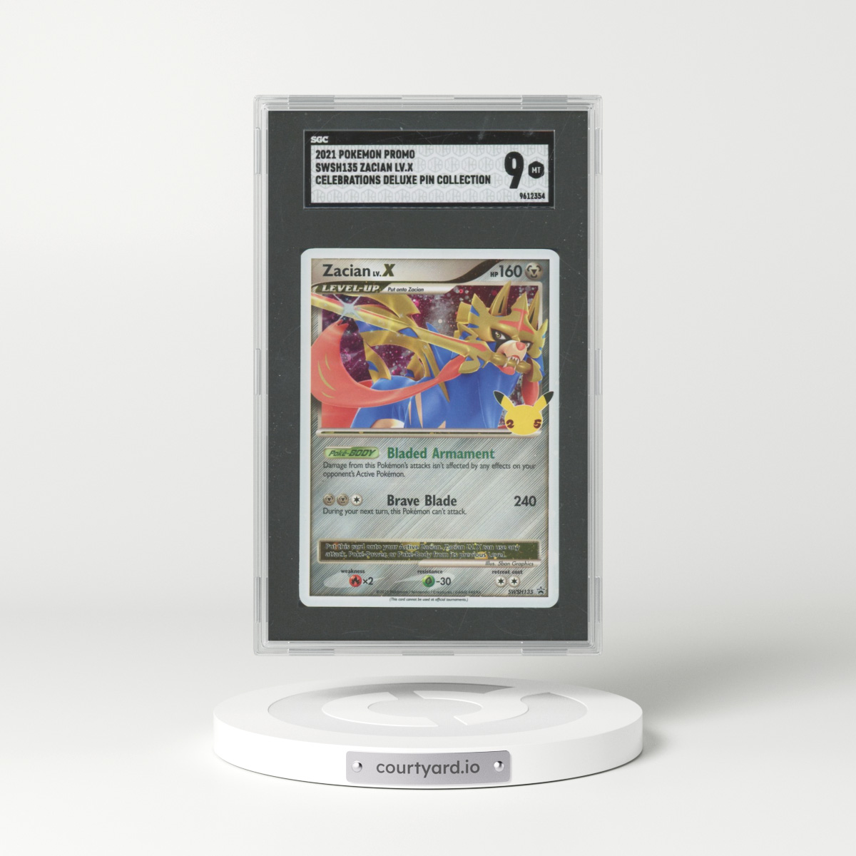 2021 Pokémon Promo #SWSH135 Zacian Lv.X - Celebrations Deluxe Pin Collection (SGC 9 MINT)