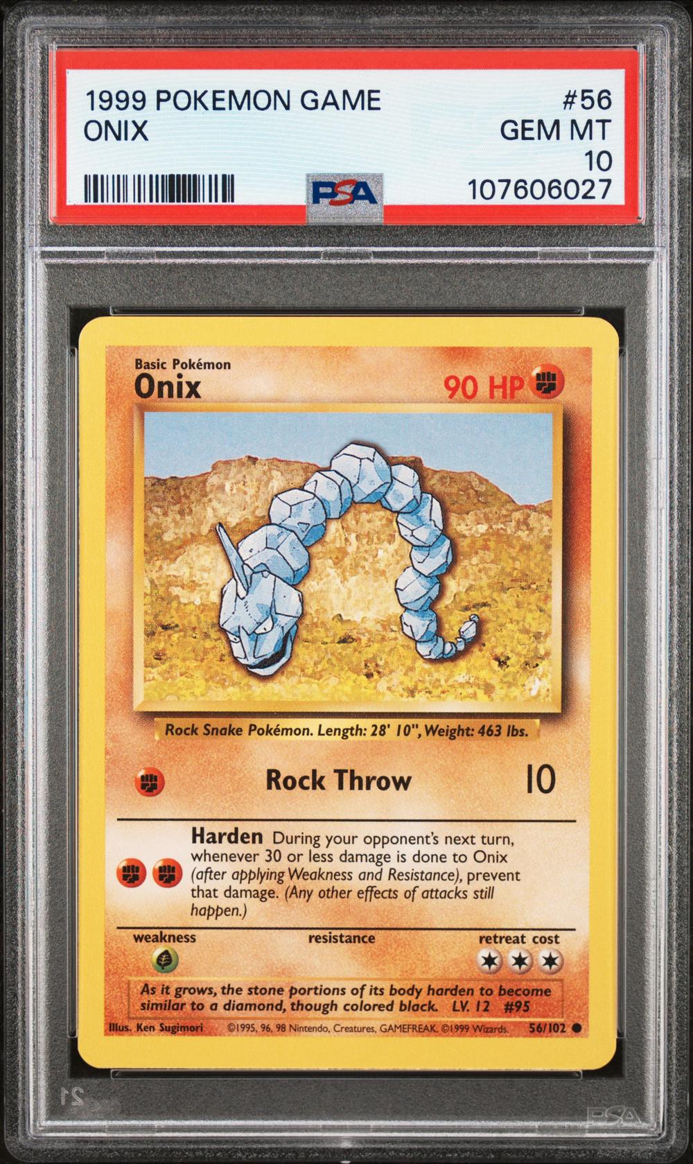 1999 onix pokemon card Pokemon TCG Onix Base Set 1999 56/102 Card