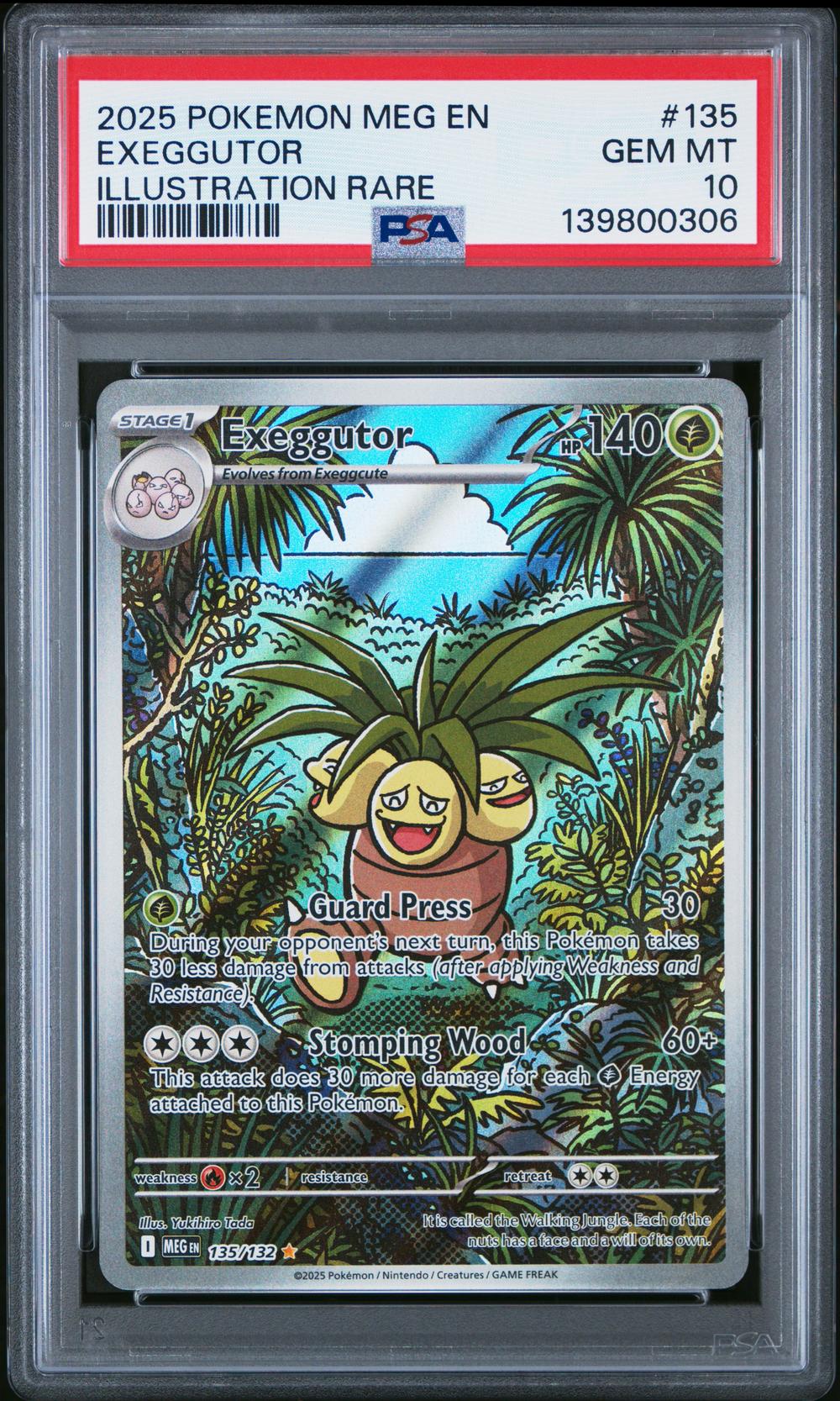 2025 Pokémon Meg EN-Mega Evolution #135 Exeggutor - Illustration Rare (PSA 10 GEM MINT)