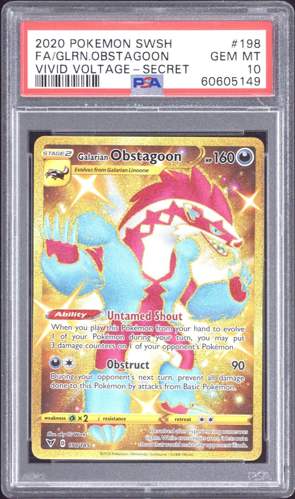 shiny obstagoon pokemon card - Galarian 198/185 - Vivid Voltage - Secret Rare Secret Rare Card Type Galarian Obstagoon (Fantastical Parade #176/234,