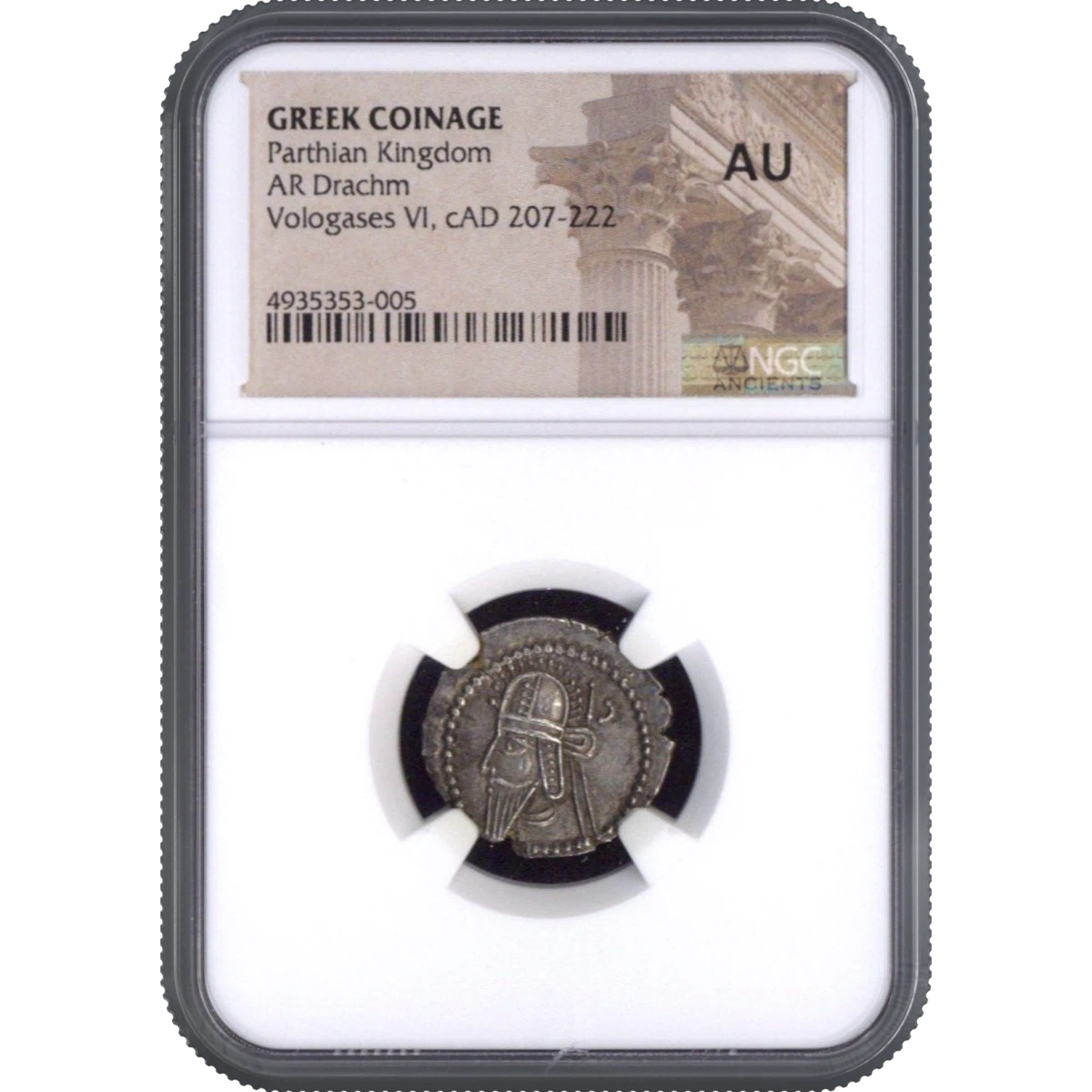 Parthian Kingdom GREEK COINAGE AR Drachm NGC AU