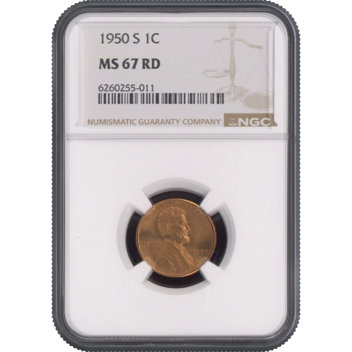 1950-S One Cent NGC MS67RD