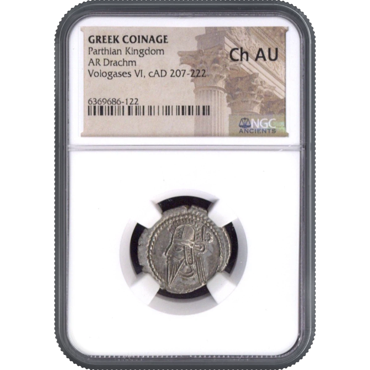 Parthian Kingdom GREEK COINAGE AR Drachm NGC ChAU