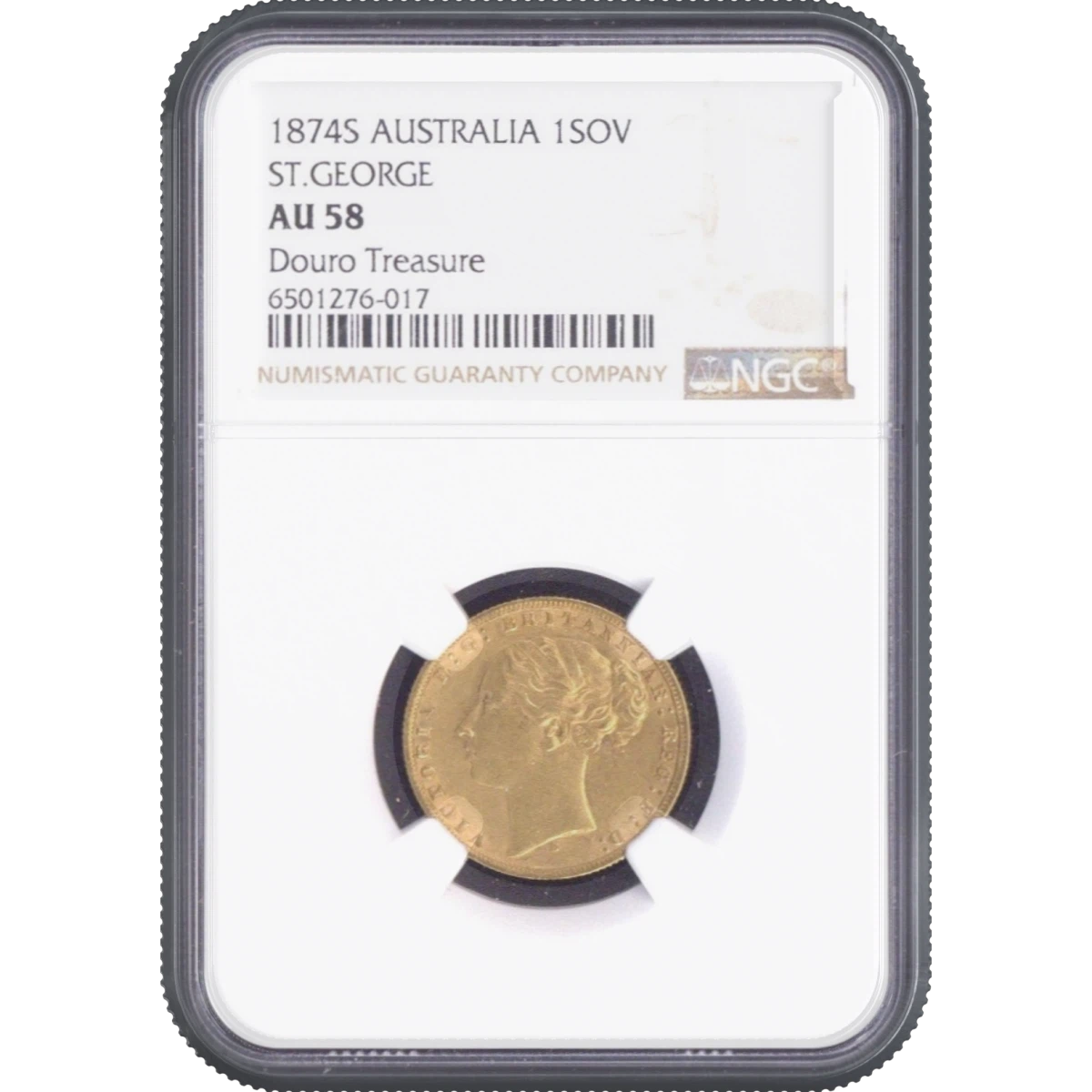 1874S AUSTRALIA 1SOV ST.GEORGE Douro Treasure NGC AU58