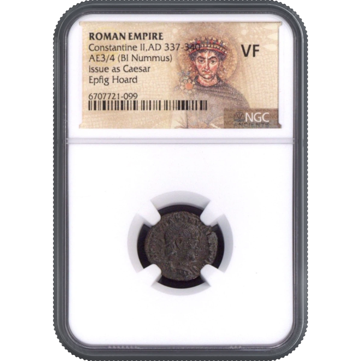Constantine II,AD 337-340 ROMAN EMPIRE AE3/4 (BI Nummus) Epfig Hoard NGC VF