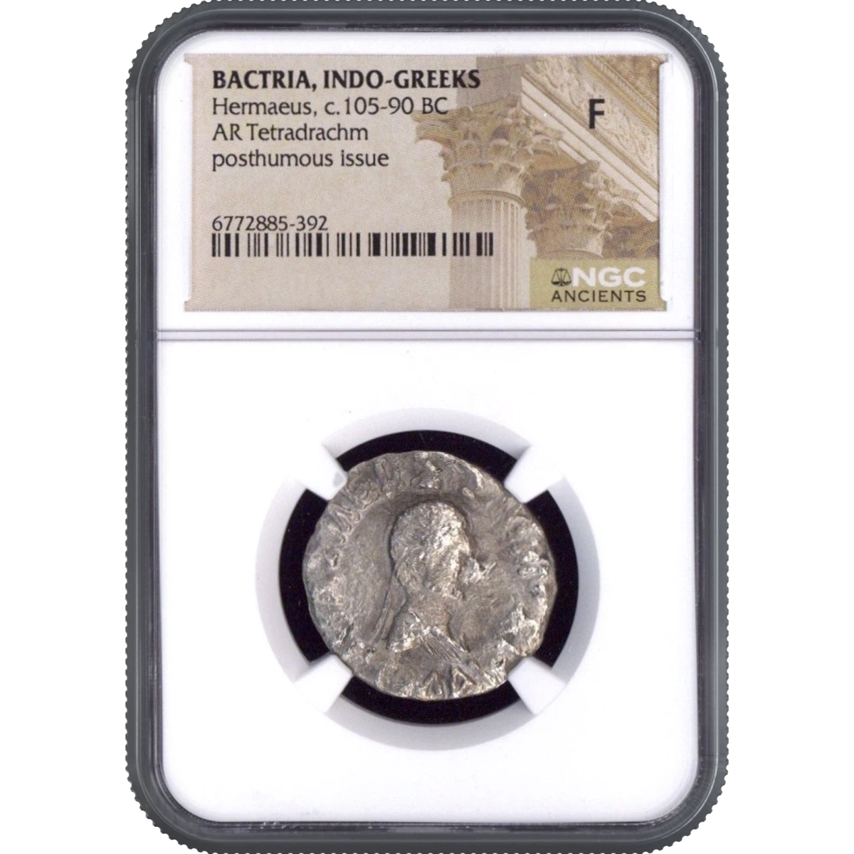 Hermaeus, c.105-90 BC BACTRIA, INDO-GREEKS AR Tetradrachm NGC F