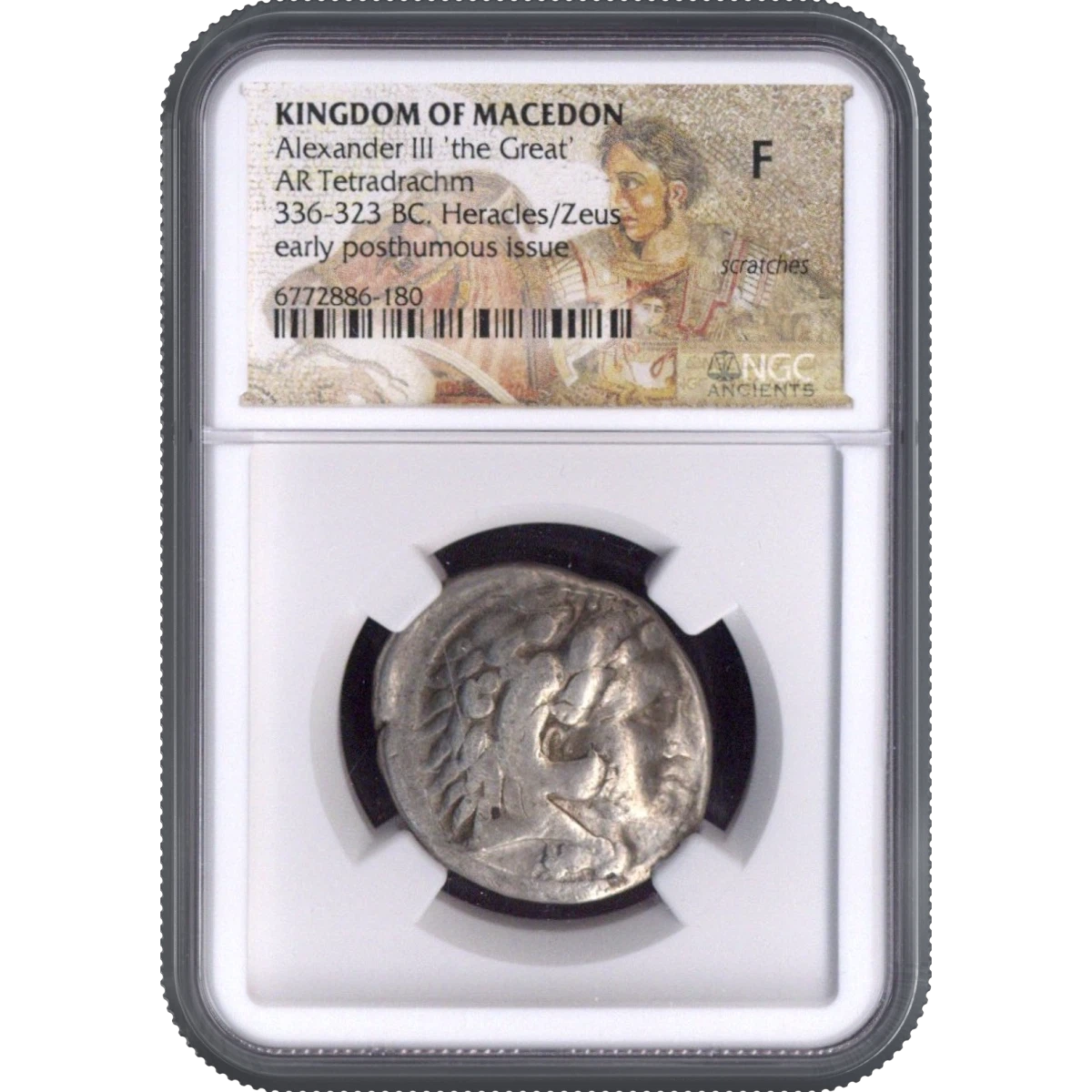Alexander III 'the Great' KINGDOM OF MACEDON AR Tetradrachm early posthumous issue NGC F