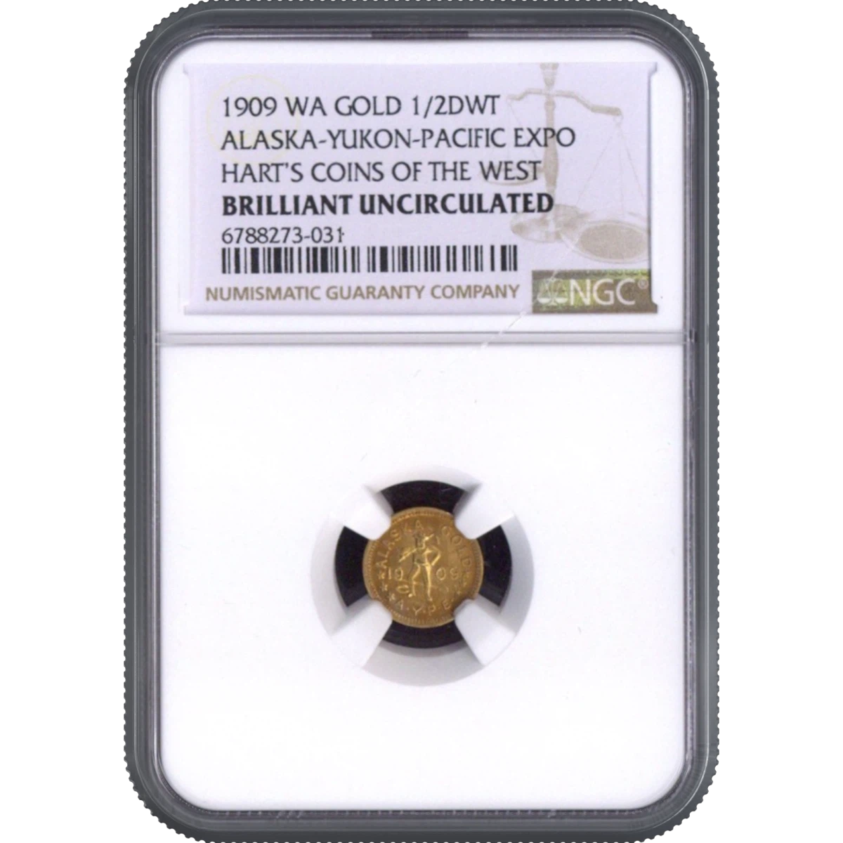 1909 WA GOLD 1/2DWT ALASKA-YUKON-PACIFIC EXPO HART'S COINS OF THE WEST NGC BRILLIANTUNCIRCULATED