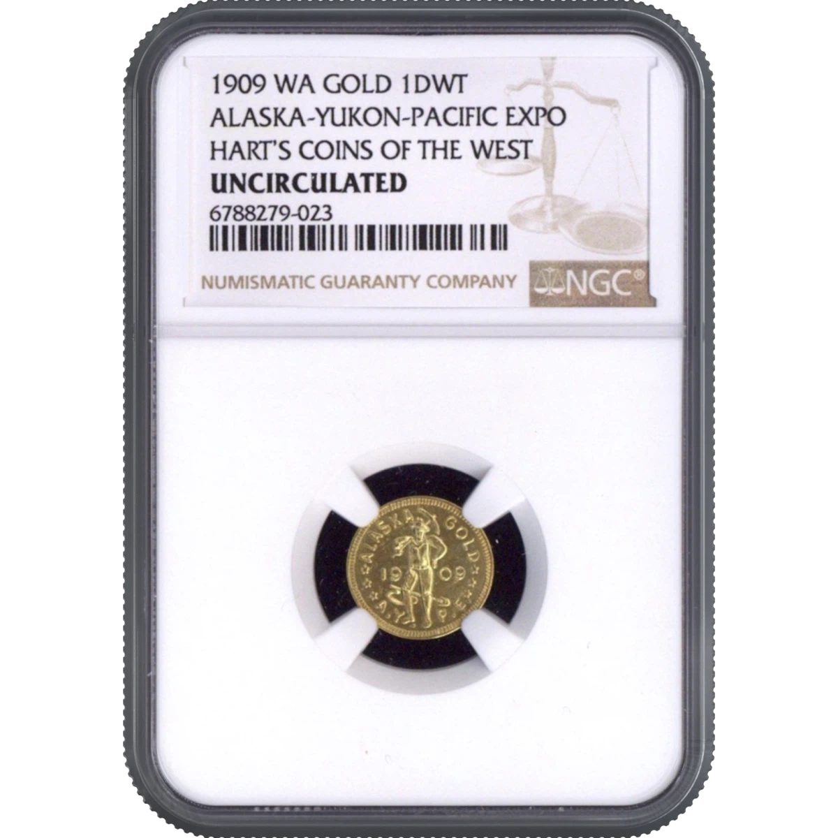 1909 So-Called Dollar Alaska-Yukon Expo, Gold NGC UNCIRCULATED