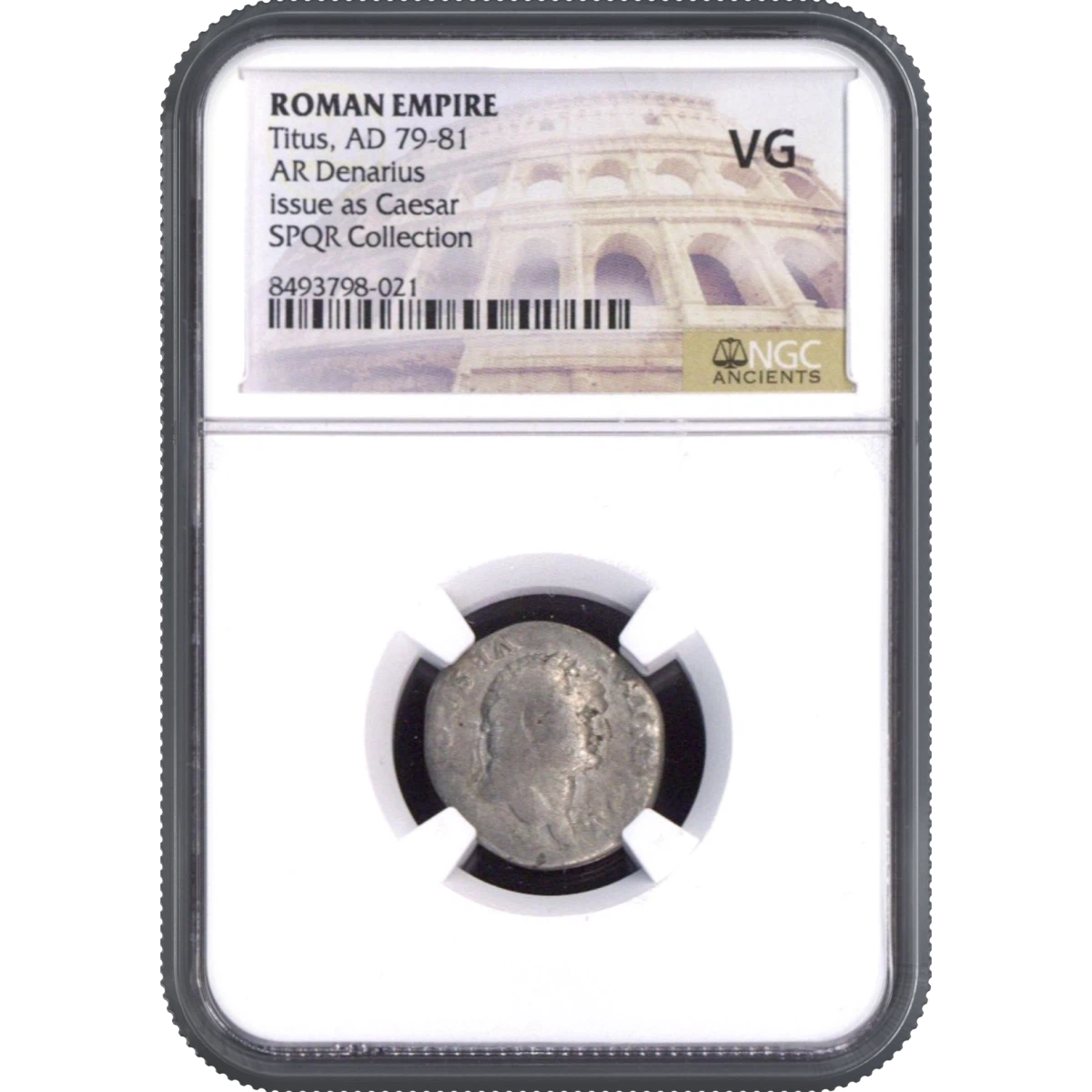 Titus, AD 79-81 ROMAN EMPIRE AR Denarius SPQR Collection NGC VG
