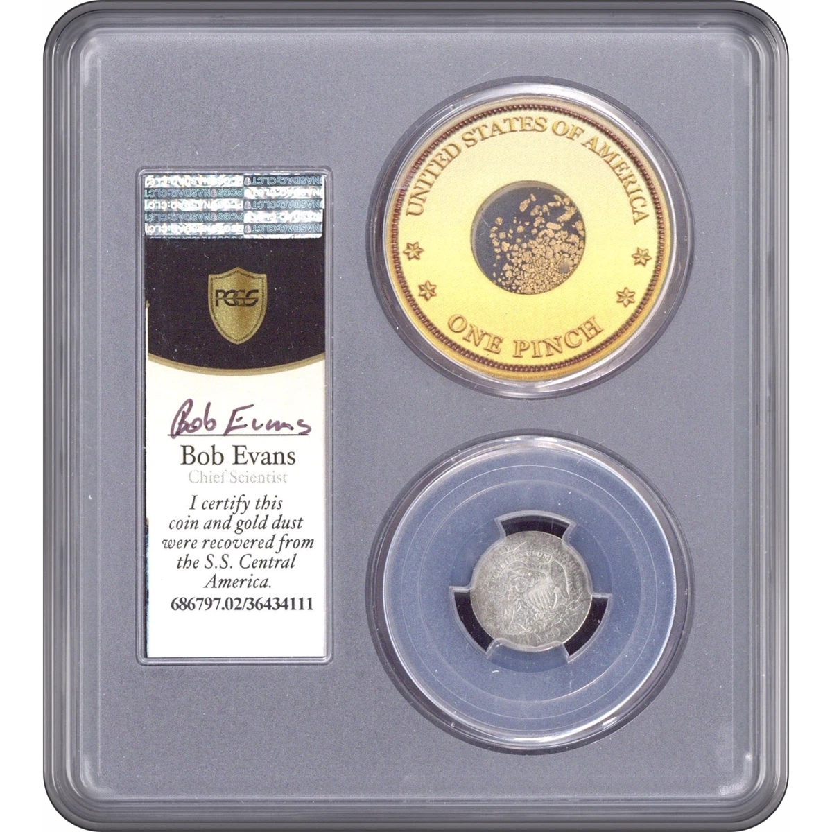1821 10C Large Date S.S. Central America #2 (with Pinch) PCGS FR02