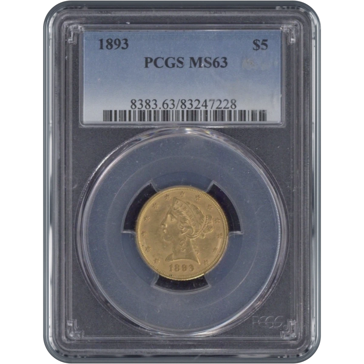 1893 $5 Gold PCGS MS63