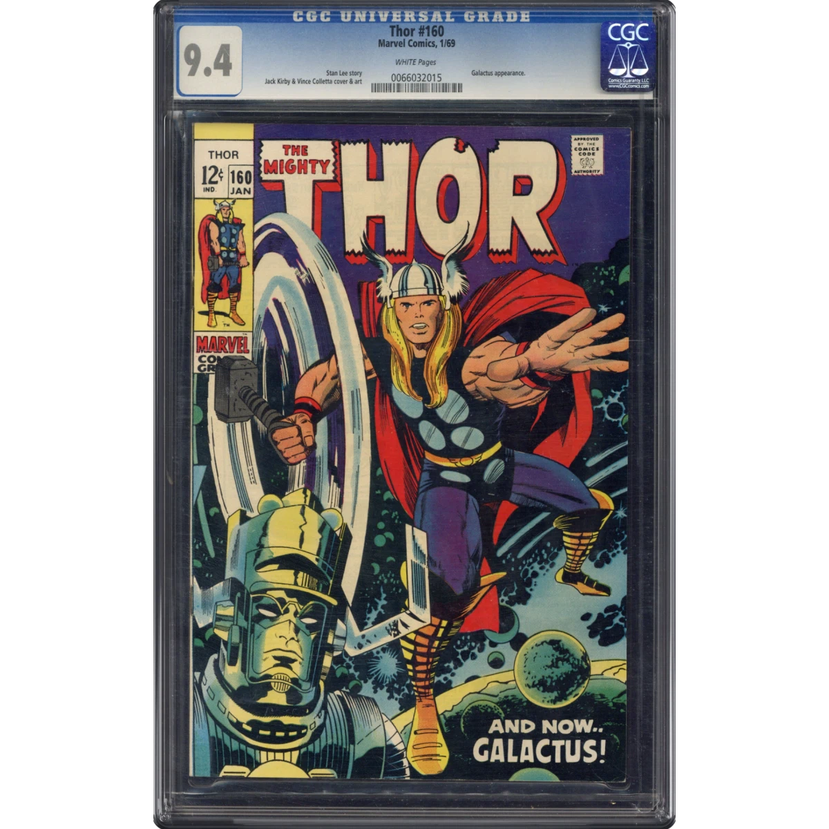 Thor #160 CGC 9.4 White Pages (Marvel Comics, 1/69) - Universal