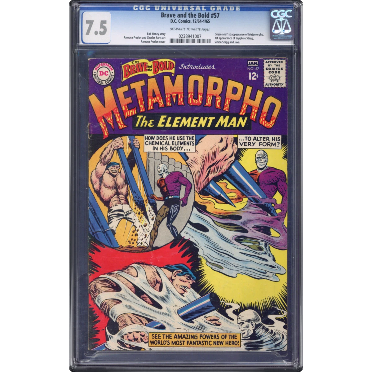 Brave and the Bold #57 CGC 7.5 Off-white to White Pages (DC Comics, 12/64-1/65) - Universal