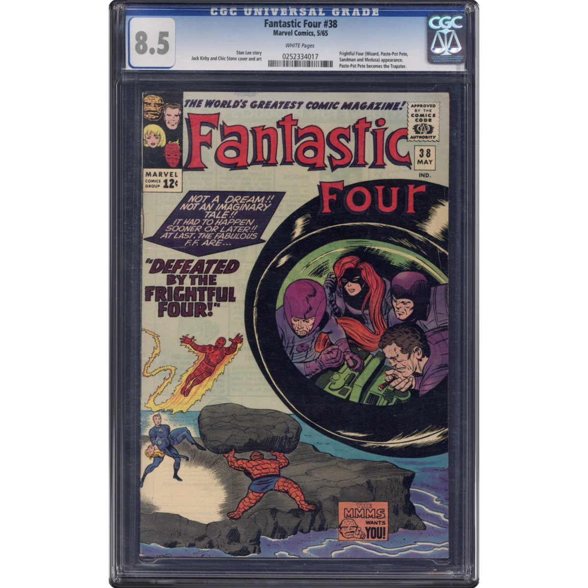 Fantastic Four #38 CGC 8.5 White Pages (Marvel Comics, 5/65) - Universal