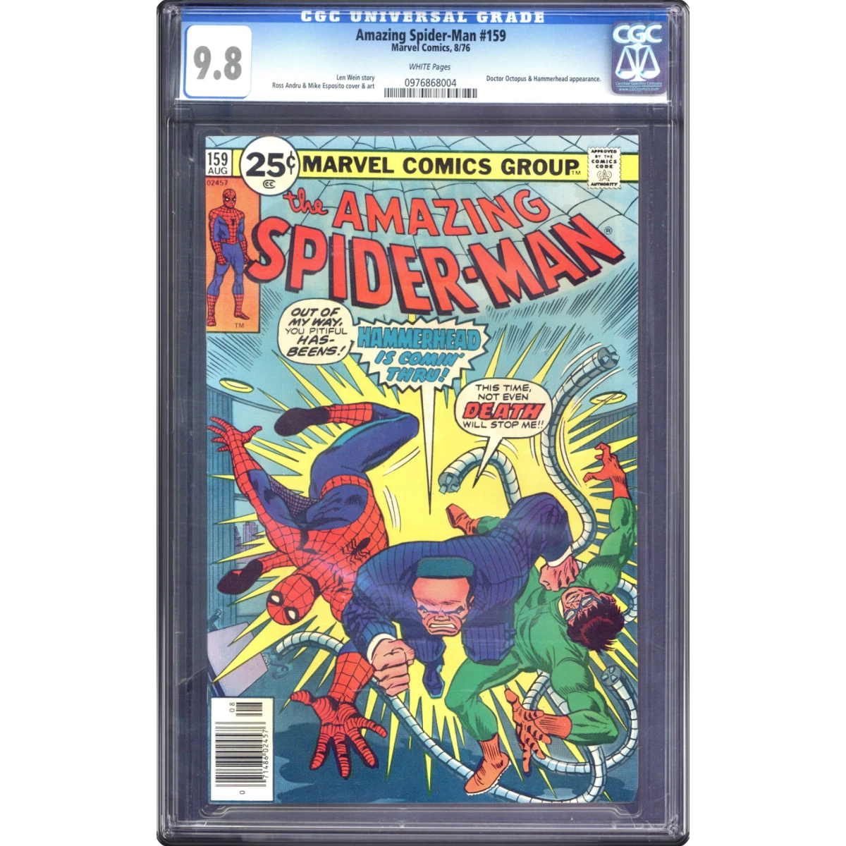 Amazing Spider-Man #159 CGC 9.8 White Pages (Marvel Comics, 8/76) - Universal
