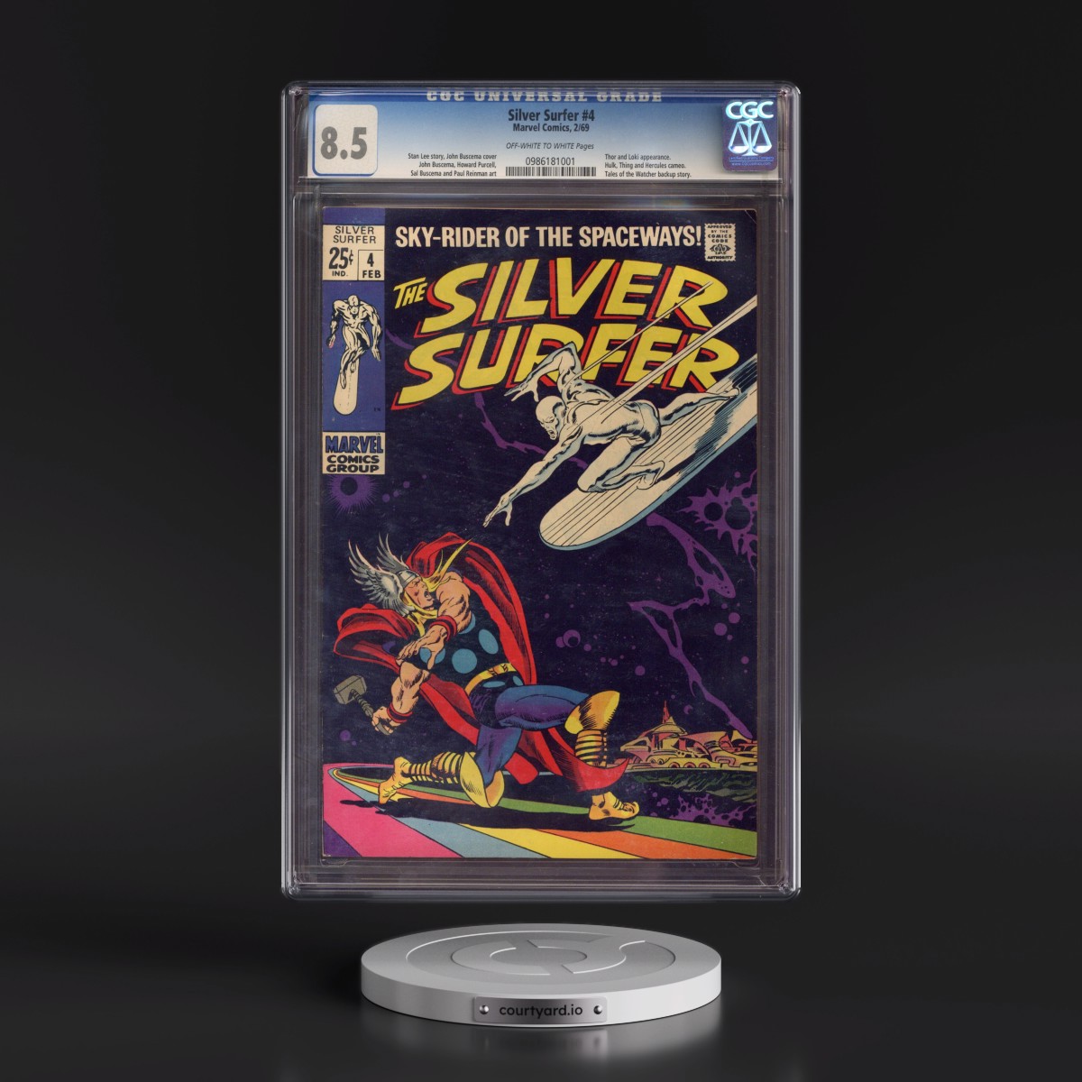 Silver Surfer #4 CGC 8.5 Off-white to White Pages (Marvel Comics, 2/69)