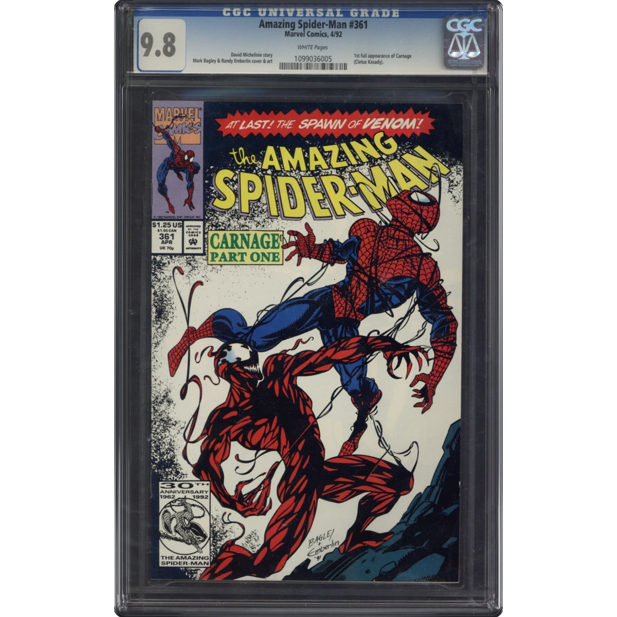 Amazing Spider-Man #361 CGC 9.8 White Pages (Marvel Comics, 4/92) - Universal