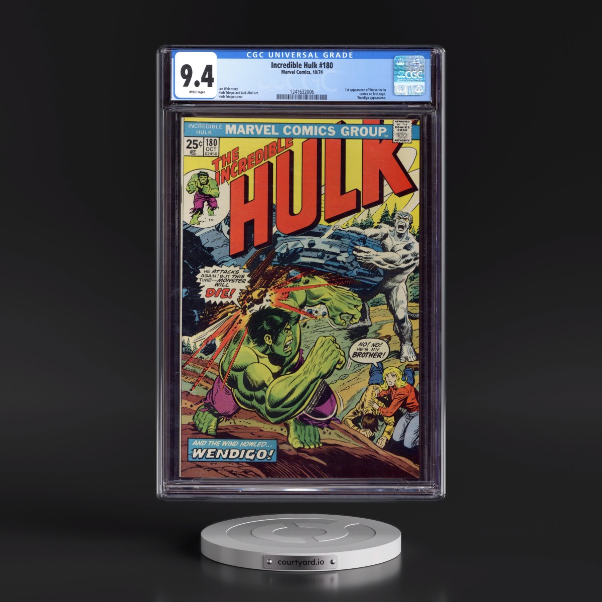 Incredible Hulk #180 CGC 9.4 White Pages (Marvel Comics, 10/74) - Universal