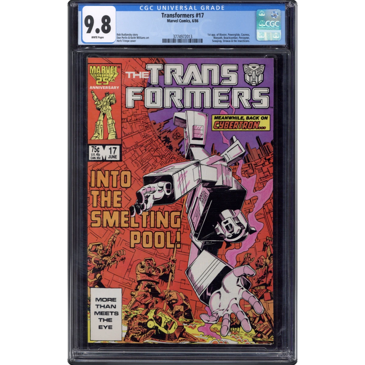 Transformers #17 CGC 9.8 White Pages (Marvel Comics, 6/86) - Universal