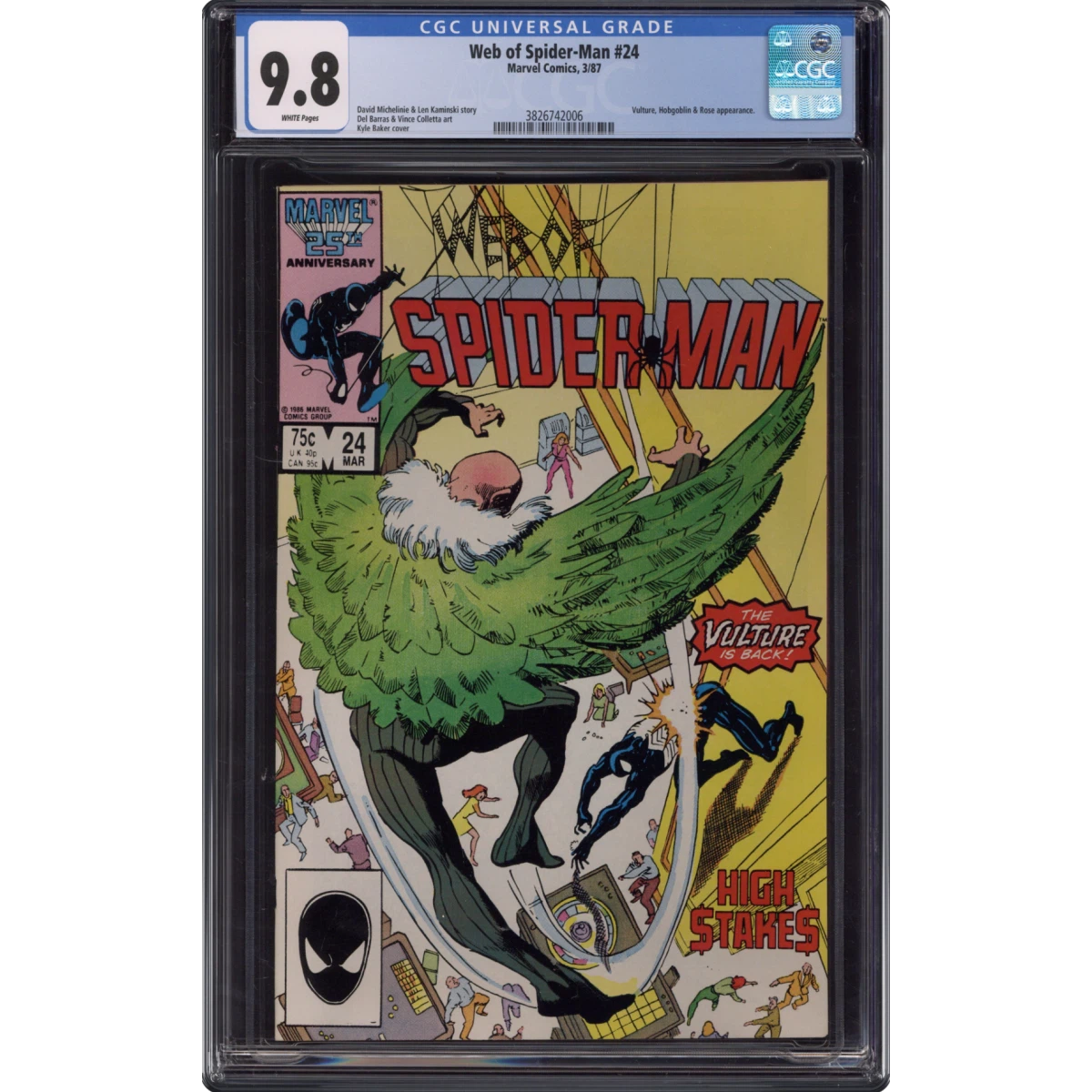 Web of Spider-Man #24 CGC 9.8 White Pages (Marvel Comics, 3/87) - Universal