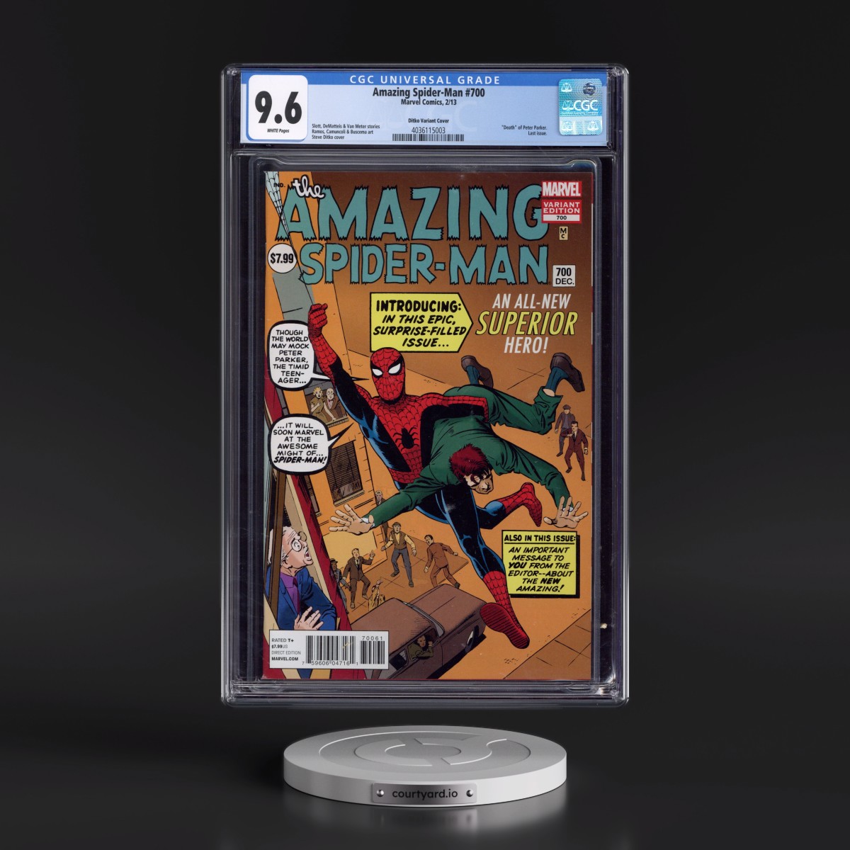 Amazing Spider-Man #700 CGC 9.6 White Pages (Marvel Comics, 2/13) - Universal Ditko Variant Cover