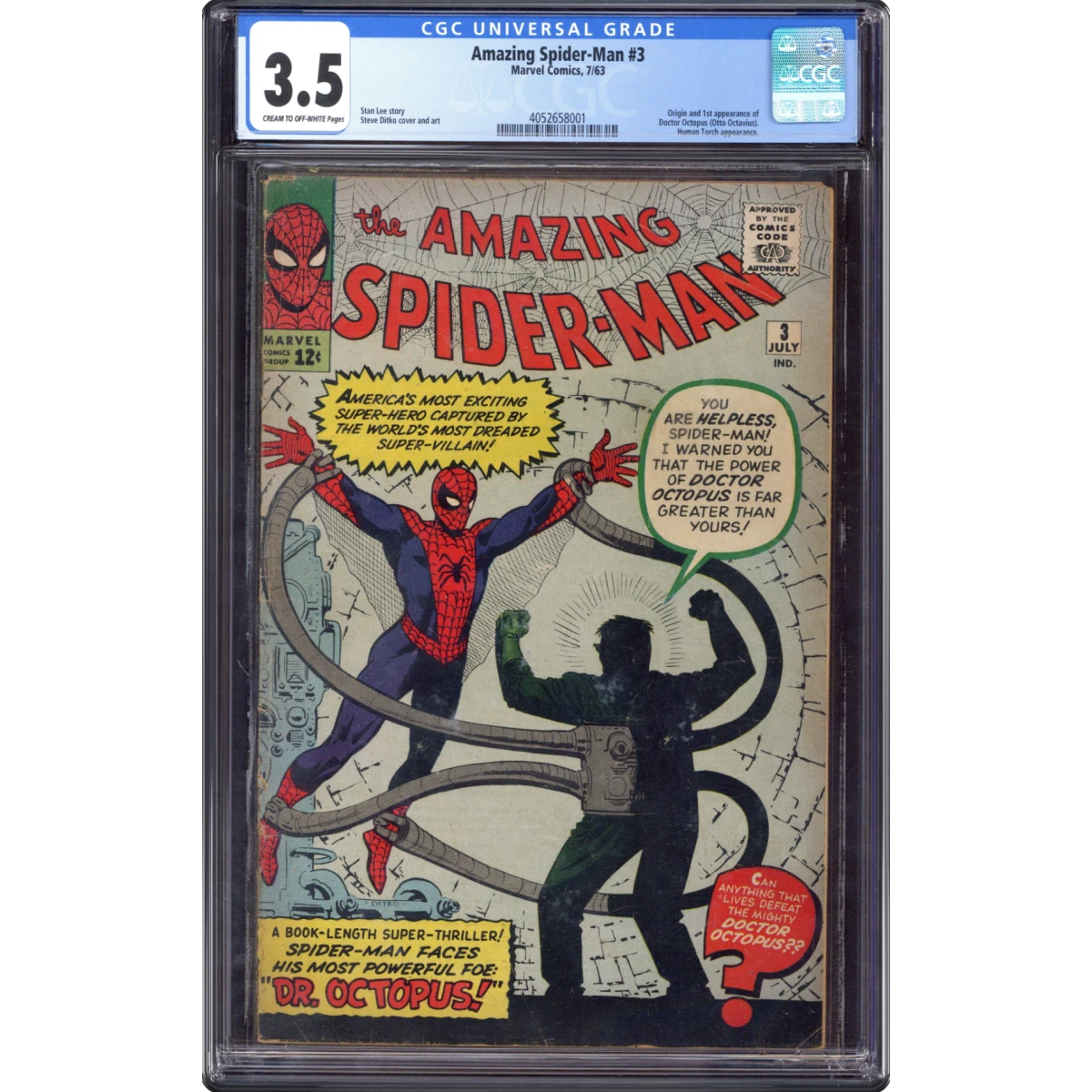 Amazing Spider-Man #3 CGC 3.5 Cream to Off-white Pages (Marvel Comics, 7/63)