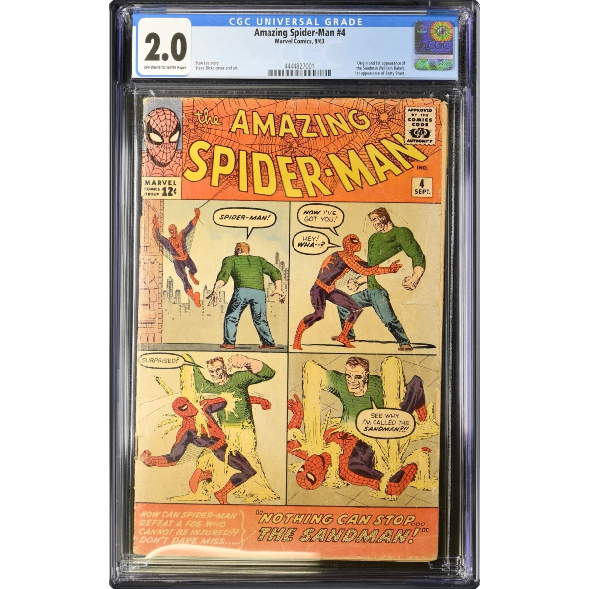 Amazing Spider-Man #4 CGC 2.0 Off-white to White Pages (Marvel Comics, 9/63) - Universal