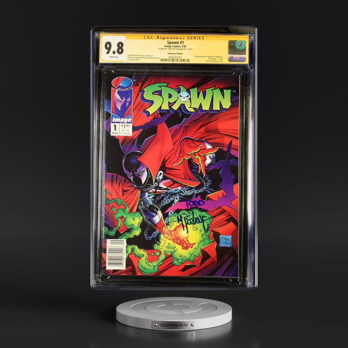 Spawn #1 CGC 9.8 White Pages (Image Comics, 5/92) - Newsstand Edition Signature Series